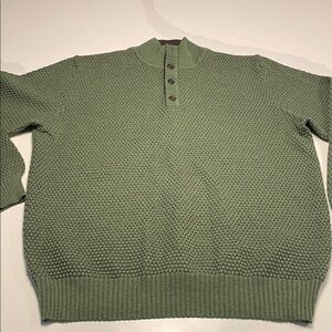 Robert Talbott Olive Crewneck Sweater extra fine merino wool L